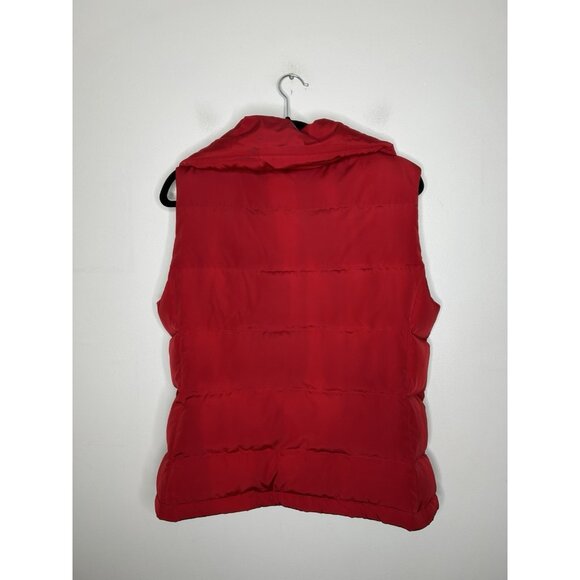 Talbots Red Puffer Sleeveless Zip Up Vest Down Feathers Pockets Size Small - Picture 8 of 10
